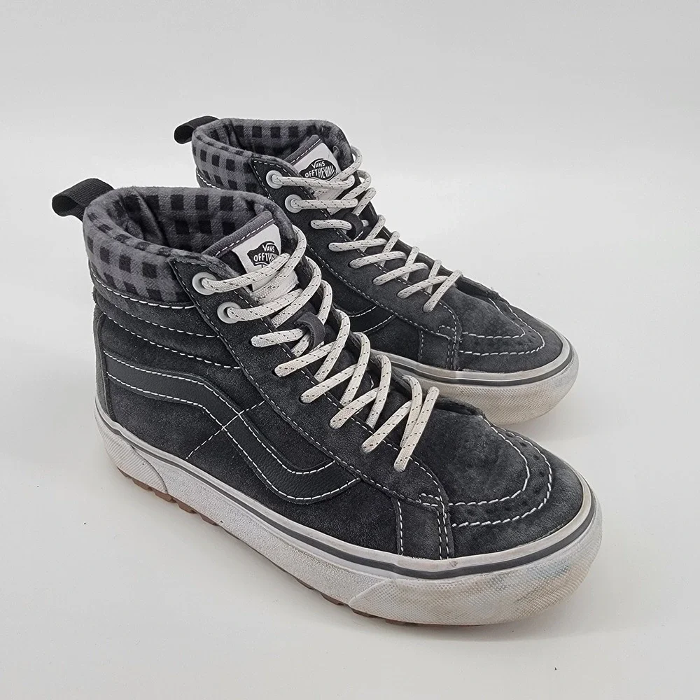 Vans Sk8-Hi MTE-1 Sneakers Mens 3.5 Womens 5 Grey Plaid Suede Weatherproof